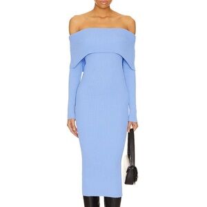 Elegant Blue Off-Shoulder Dress